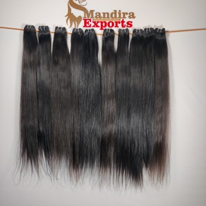 Extensions de cheveux indiens vierges noirs 100% naturels non traités, cheveux lisses bon marché, cuticules alignées, cheveux de temple de haute qualité, cheveux bruts - Product Image 2