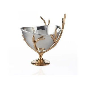 Venta caliente vajilla fruteros plata y oro acabado redondo cuencos para servir uso multiusos ensaladeras disponibles en la India - Product Image 4