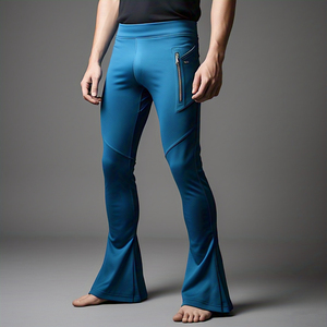 Mallas de compresión para entrenamiento de hombre, cintura elástica, gimnasio, fitness, ejercicio atlético, pantalones acampanados - Product Image 3