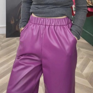 Pantalones Largos de Cuero para Hombre, Invierno 2024, Piel Natural, Cintura Elástica, Corte Recto Amplio, Casuales, con Botones, Impermeables y Transpirables - Product Image 1