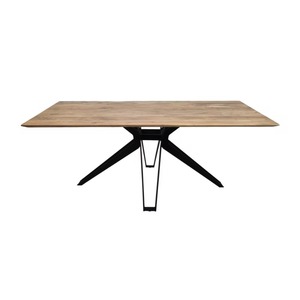 Modern Square <b>Dining</b> Table <b>Set</b> with Solid Wood Top and Metal Legs Waterproof Durable for Hotel Use - Product Image 5