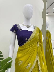 ELITE BRIDAL Ropa de boda india pakistaní Verano/Invierno Fancy Peso ligero Seda Tipo Sarees Samuthrika/Vasthra Kalas Estilo - Product Image 5