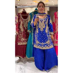 Top de fiesta de estilo tradicional de diseñador recién lanzado Sharara Plazzo Dupatta - Product Image 1