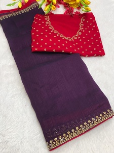 Saree en soie Vichitra élégant à la mode et classique avec le dernier chemisier de créateur de fantaisie Vêtements de festival de mariage exclusifs pour les femmes - Product Image 4