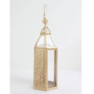 Festivals et décoration de la maison sol et suspension lanterne marocaine en métal fini or lanternes à bougie en verre transparent - Product Image 4
