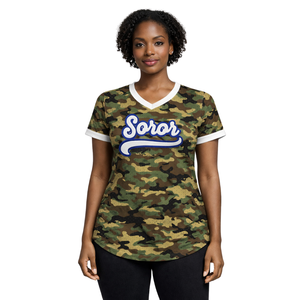 Jersey de Béisbol Tipo Pullover de la Hermandad Zeta Phi Beta, Camuflaje 08, Inspirado en los Fundadores de 1920, Ropa Premium para Mujeres de Calidad Superior - Product Image 1