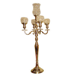 Candélabre baroque 5 bougies avec cristal votif pour sol Candélabre fait main en métal de haute qualité pour la décoration de fête intérieure - Product Image 2