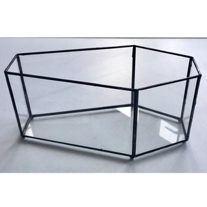 Boîte en verre cadre en fer de grande taille boîte en forme de cercueil fini noir belle couleur noire mate verre et fer fait forme de cercueil - Product Image 1