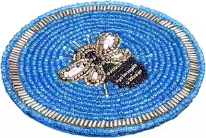Posavasos bordados, manualidades con cuentas de semillas, posavasos hechos a mano con cuentas, posavasos para bebidas, forma redonda, 5 pulgadas, diseños múltiples aleatorios - Product Image 3