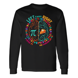 Pi Day Left And Right Brain Math Pie T-shirt à manches longues pour étudiants et enseignants - Product Image 2