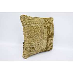 Beige Wool <b>Kantha</b> Patchwork Pillow 12x12 Inch Luxurious Vintage Embroidered Fluffy Print Rustic <b>Throw</b> Pillow for Floor Use - Product Image 3