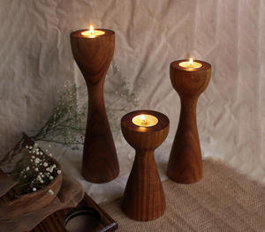 Portavelas de Madera de Acacia Natural Hecho a Mano para Centro de Mesa, Decoración de Hogar de Lujo, Decoración para Bodas y Fiestas - Product Image 2