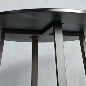BA68194 Round <b>Dining</b> <b>Table</b> 100/120cm <b>Rustic</b> <b>Wooden</b> Design with Iron Legs for Home Office Use - Product Image 5