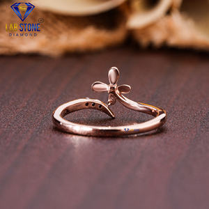 Bague en diamant Lab-Stone Party Wear 0.04 TDW diamant taille ronde or rose 18kt couleur EF-VS - Product Image 4