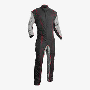 Combinaison de karting pour moto et course automobile, vente chaude, 1 pièce, couleur noire, manches grises, col montant, combinaison de karting pour course automobile - Product Image 3