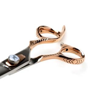 Hot Sale Unique Stainless Steel <b>Curved</b> <b>Scissors</b> Smooth and Sharp Blade for Pet Grooming Trimming Custom logo Thinning Shears - Product Image 4
