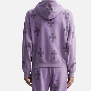 Sweat à capuche personnalisé 100% coton de bonne qualité, vêtement décontracté d'automne, design brodé, uni teint - Product Image 3