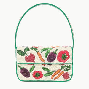 Bolso de mano con cuentas florales tropicales: Bolso fiesta mexicano con cadena cruzada - Product Image 1