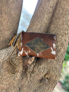 Nouveau véritable pochette en cuir de fourrure de vachette faite à la main petit bracelet en cuir portefeuilles cheveux sur cuir gland embrayages femmes élégant portefeuilles - Product Image 2