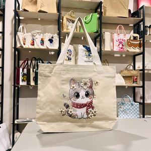 Bolsa de Mano de Lona de Algodón Bordada con Diseño de Gatito, Priglob Exim, Estilo Elegante, Abertura Superior, Bolsa de Compras para Todas las Temporadas - Product Image 6
