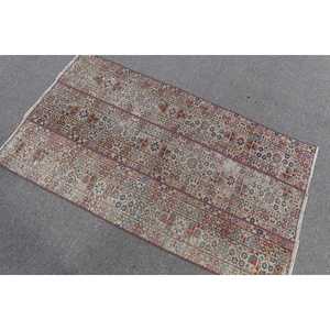 Alfombra Turca Vintage de 2.6x4.5 pies, Alfombra de Lana Azul con Diseño Floral - Product Image 3