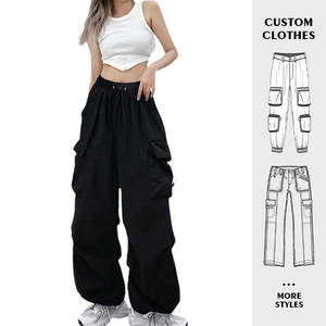 Pantalon en coton respirant droit taille haute pour femmes Design Streetwear Hip Hop avec fermeture à la taille élastique Nouvelle arrivée - Product Image 4