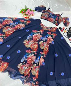 ชุดเลเฮนกาโชลีผ้าไหมผสมฝ้ายหลากสี ดีไซน์ใหม่ล่าสุด สวยหรู สำหรับงานแต่งงานและเทศกาลของผู้หญิงอินเดียและปากีสถาน - Product Image 3