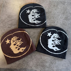 Chapeau beanie unisexe personnalisé K-Pop Y2K, tricot noir, design jacquard avec lettres, streetwear coréen hip-hop, mode - Product Image 6