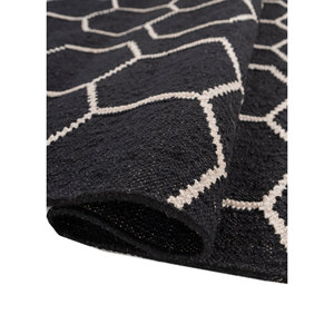 Indusbar ADPV-13002 Flat Weaves Polyester Rug Grey Black Geometric Abstract Striped Rectangle for Home Living Room <b>Hallway</b> - Product Image 2