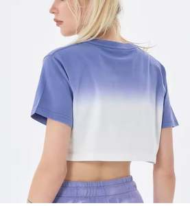 Camisetas de dos colores Tye Dye de calidad superior Camisetas cortas de cuello redondo de algodón pesado personalizadas para mujer - Product Image 6