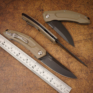 Couteau pliant d'extérieur personnalisé avec logo DIY OEM, acier A2, couteau de survie de poche avec clip en alliage de titane TC4 et boîte cadeau artisanale - Product Image 1