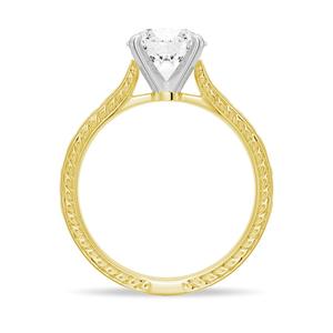 Anillo Solitario Antiguo de Oro de 9K con Diamante Moissanita de Corte Redondo, Elegantes Anillos de Moissanita - Product Image 4