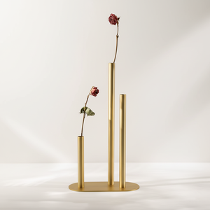 Jarrón de cristal nórdico de 3 tallos hecho a mano diseño moderno Mesa Metal elegante decoración de boda artículo de regalo exportador mayorista a granel - Product Image 1