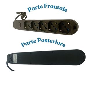 Multisocket 5 uscite spina universale 16A 1.5 metri cavo nero con pacco protezione per bambini 1 ciabatte - Product Image 2