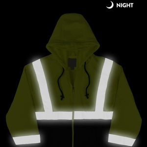 OEM personalizado de manga larga con cremallera Sudadera con capucha Hi Vis reflectante de seguridad de algodón polar impermeable de talla grande al aire libre de construcción sudaderas con capucha - Product Image 3