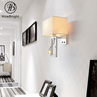 Applique murale moderne en chrome avec abat-jour en tissu, lampe de lecture à col de cygne réglable, lumière LED chaude 3200K, culot E27 pour la décoration de la chambre