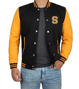 Varsity Chaqueta de manga al aire libre de invierno Chenille Letterman venta al por mayor de cuero personalizado Vintage ropa negro/Beige chaqueta para las mujeres - Product Image 4