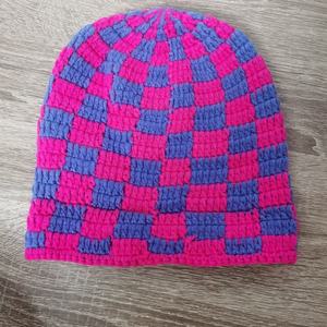 EFANBEANIE Custom Crochet Beanie <b>Hat</b> Women Hand Knit Cotton Yarn Linen Trendy Checkered European-American Style Daily Party - Product Image 4