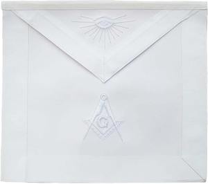 ผ้ากันเปื้อน Master Mason Blue Lodge-ผ้าสีขาวทุกประเภทโพลีเอสเตอร์นำเข้ามีฝาปิดกว้าง14นิ้ว x 16นิ้ว - Product Image 1