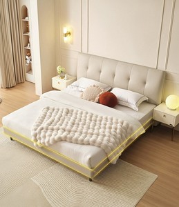 Italiano minimalista imbottito in pelle telaio con morbida testiera <span class=keywords><strong>imbottita</strong></span> <span class=keywords><strong>letto</strong></span> <span class=keywords><strong>matrimoniale</strong></span> moderno per appartamento camera da <span class=keywords><strong>letto</strong></span> principale - Product Image 4