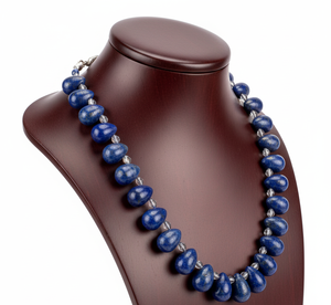 Collar de Moda para Mujer, Plata 925, 18 Pulgadas, Diseño Anudado a Mano, Cuentas de Piedra Natural de Lapislázuli Curativa, Accesorio de Regalo - Product Image 4