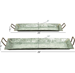 Juego de 2 bandejas de servicio de metal galvanizado con asa para mesas, utensilios de cocina, uso doméstico y hotelero, bandejas para servir alimentos - Product Image 6