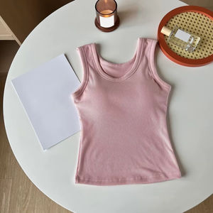 Ropa de calle de verano para mujer, camisetas sin mangas elásticas de punto acanalado, decoración bordada, 100% sólido, tela Oxford de algodón transpirable - Product Image 6