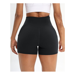 Yoga <b>Shorts</b> for Women Cross <b>Waist</b> Active Gym 100% Polyester Stretchy Yoga with Side Pockets With <b>High</b> And Premium Quality - Product Image 3