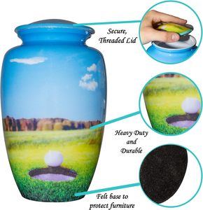 Urna de cremación de golf para golfistas, urna funeraria de golf de gran tamaño para cenizas humanas con bolsa - Product Image 2