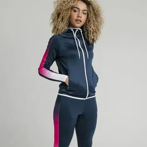 新款2024女式运动服批发定制100% 涤纶羊毛健身女式慢跑服套装女童运动服