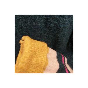 Maglione flessibile in Lycra Casual sportivo quotidiano in lana pelosa a righe con scollo a V verde