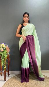 Sari de Chinon de estilo moderno para bodas y fiestas, moda para damas, listo para usar, mayorista de ropa india y pakistaní - Product Image 4
