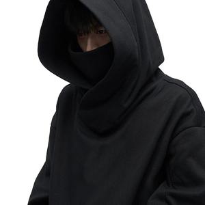 High Quality Custom Logo <b>Oversized</b> Fit Printed Solid Men's Double Layered Zipper Pullover <b>Hoodies</b> 100% Cotton Winter <b>Black</b> - Product Image 4