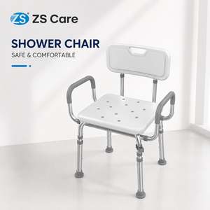 Chaise de douche à montage sans outils pour <span class=keywords><strong>personnes</strong></span> <span class=keywords><strong>âgées</strong></span>, siège de bain réglable avec dossier et accoudoirs - Product Image 1